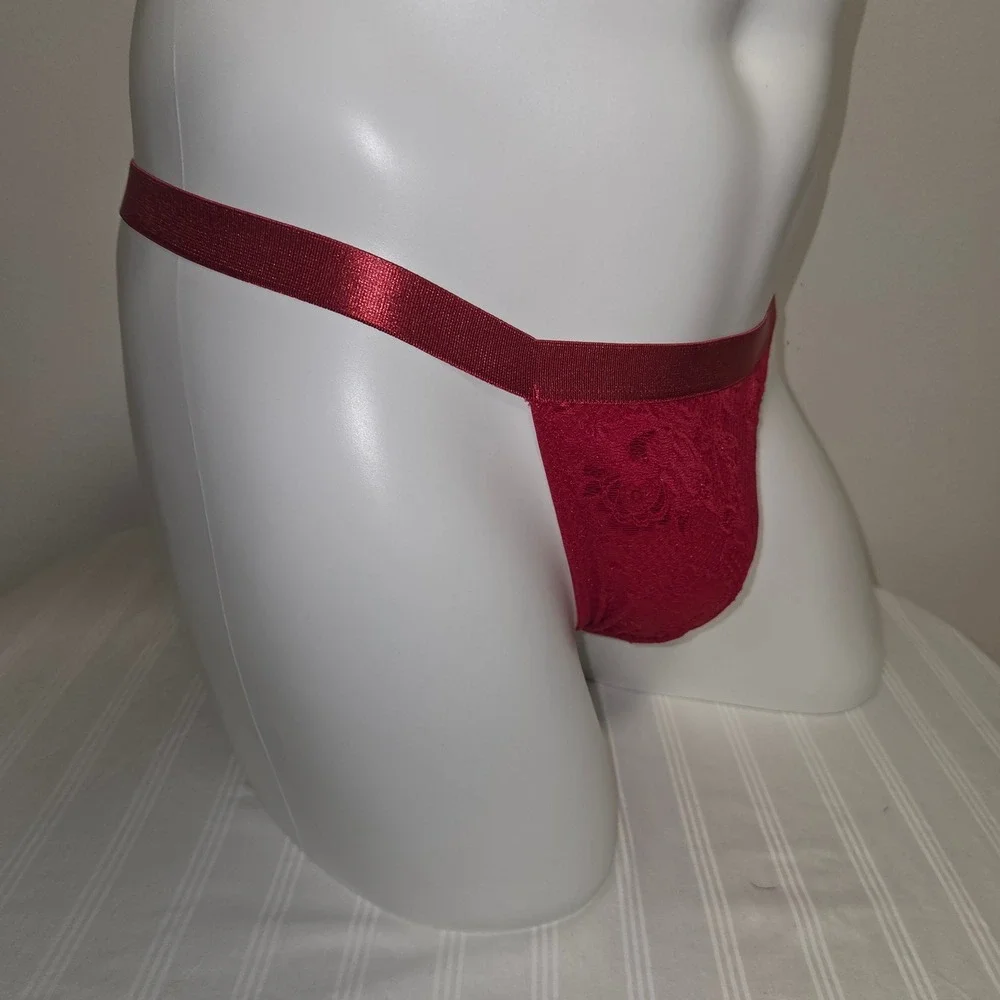 Cosabella Italian Mystic Red Lace Mid-Rise Men's Thong Stretch Underwear